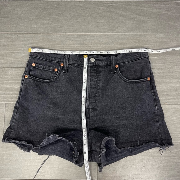 Levi’s Premium Ribcage Denim Shorts Washed Black Bayou High Waisted Plus Size 32 - Picture 15 of 16